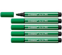 STABILO Rotulador premium punta biselada (1 + 5 mm) Pen 68 MAX - Caja con 5 unidades - Color verde esmeralda