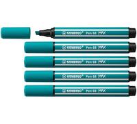 STABILO Rotulador Premium punta biselada (1 + 5 mm) Pen 68 MAX - Caja de 5 - Color Azul Turquesa