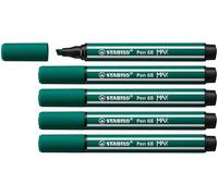 STABILO Rotulador Premium punta biselada (1 + 5 mm) Pen 68 MAX - Caja de 5 - Color Verde Turquesa