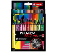 Premium Fibre-Tip Pen with Chisel Tip - STABILO Pen 68 MAX - ARTY - Pack of 18 -