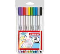 STABILO Rotulador premium punta de pincel Pen 68 brush - grosores variables - Estuche con 10 colores