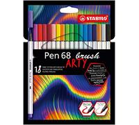 STABILO - Rotulador premium con punta de pincel para grosores de línea variables - Pen 68 brush - ARTY - Estuche de 18 - 18 colores diferentes
