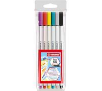 Rotulador premium con punta de pincel STABILO Pen 68 brush - Estuche con 6 colores