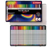STABILO - rotulador premium punta de pincel - Pen 68 brush | ancho de línea variable, ARTY, estuche de metal de 30