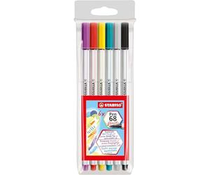 STABILO - rotulador premium punta de pincel - Pen 68 brush | ancho de línea variable, pack de 6