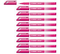 STABILO Rotulador puntafina SENSOR - Punta fina 0.3 con sistema de amortiguación - Caja con 10 unidades Color rosa