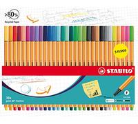Rotulador punta fina STABILO point 88 - Estuche de cartón con 30 colores (incluye 5 colores neón)