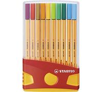 STABILO - Rotulador punta fina - point 88- Estuche ColorParade en rojo/naranja - 20 colores diferentes
