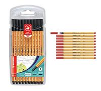 STABILO Rotulador punta fina point 88 - Estuche con 10 unidades - Color negro & Rotulador punta fina point 88 - Caja con 10 unidades - Color rojo