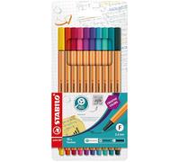 Rotulador punta fina STABILO point 88 - Estuche de cartón con 10 colores
