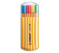 STABILO - Rotulador punta fina - point 88 - Estuche Zebrui de 20 - 20 colores, incluyendo 5 colores neón