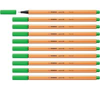 STABILO - Rotulador punta fina - point 88 - Pack de 10 - verde claro