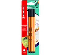 STABILO - Rotulador punta fina - point 88 - Pack de 3 - Negro