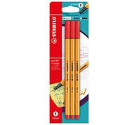 STABILO - Rotulador punta fina - point 88 - Pack de 3 - rojo
