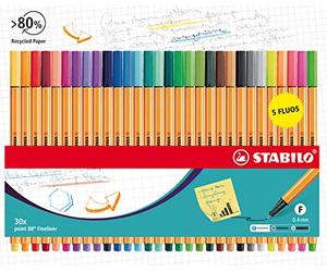 STABILO - rotulador punta fina - point 88 | pack de 30 incl. 5 colores neón