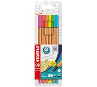 STABILO - rotulador punta fina - point 88 | pack de 6, colores neón