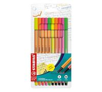 STABILO Rotulador puntafina point 88 y rotulador Pen 68 Estuche con 5 unidades de cada - Colores neón