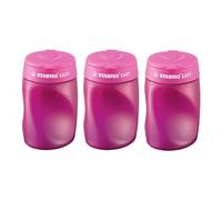 STABILO - Sacapuntas ergonómico para zurdos - EASYsharpener - 3 en 1 - Pack de 3 - rosa
