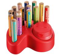 STABILO Lápiz woody 3 en 1 – color/acuarela/cera – Set de mesa 15 unidades y sacapuntas con depósito