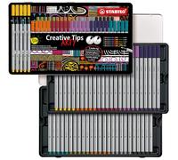 STABILO Set de puntas múltiples Creative Tips ARTY - Estuche metálico con 50 unidades - URBAN - 10 colores diferentes de cada una de las 5 clases de punta