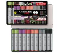 STABILO Set de puntas múltiples Creative Tips ARTY - Estuche metálico con 30 unidades - PASTEL - 6 colores diferentes de cada una las 5 clases de punta