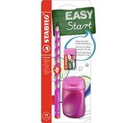 STABILO - Set escolar para diestros - EASYgraph en rosa - incluye sacapuntas + goma de borrar