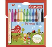 STABILO Rotulador escolar Trio Jumbo triangular – Estuche 12 colores