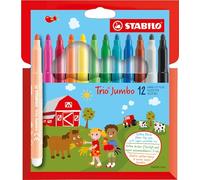 Felt Tip Pen - STABILO Trio Jumbo - Wallet of 12 - Assorted Colours Pack of 12