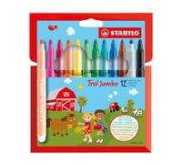 STABILO Rotulador escolar Trio Jumbo triangular – Estuche 12 colores