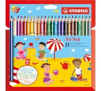 STABILO Lápices de colores triangulares Trio – Caja de cartón de 24 con sacapuntas