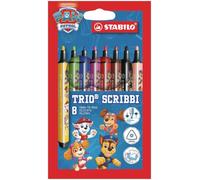 STABILO Trio Scribbi Patrulla Canina | Rotulador triangular - Estuche de 8 - con dibujos impresos de la Patrulla Canina