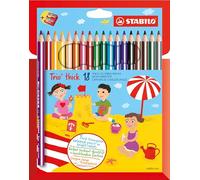 Stabilo Trio Thick - Lápiz de colores triangulares - Estuche de 18 + sacapuntas - Colores surtidos