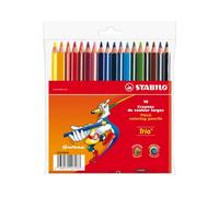 STABILO Lápiz de color Trio Thick triangular grueso – Estuche con 18 colores