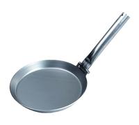 Stabilotherm Sartén para cazadores con mango plegable de metal, para cocinar y freír al aire libre sobre fuego abierto o parrilla, sartén de hierro fundido, acero al carbono, extremadamente alta