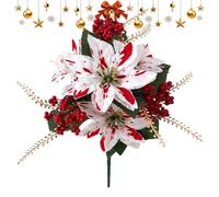 Stable Christmas Artificial, Flowers Christmas Realistic, Poinsettia Berry