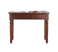 Stable Rubber Wood PC Desk Home Writing Desk with 2 Storage Drawers Simple Country Style Working Study Table Rustic Brown Office Desk (Table Length : 0.8 Meters) (1.0 Meters)
