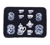 Staccatory 1/12th Dining Ware - Juego de té de cerámica china con diseño de casa de muñecas en miniatura, azul