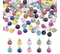 Staccatory 100 colgantes de bola de cristal de 10 colores con estrellas y pendientes, joyería para hacer collares y pulseras