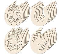 Staccatory 48 piezas de recortes de madera con forma de para manualidades, herraduras de madera sin terminar, decoraciones de fiesta pequeña