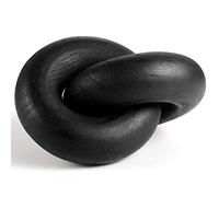 Staccatory Decoración de cadena de madera, cadena decorativa de 2 eslabones tallada a mano, decoración de nudo de madera para estantería, escritorio, sala de estar (negro)