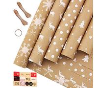 Staccatory Juego de 5 hojas de papel de regalo para Navidad, fiesta de cumpleaños