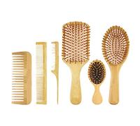 Staccatory Juego de 6 peines de madera con cojín para pérdida de cabello, cepillo de masaje para el cabelludo, peine de bambú para el cuidado del cabello