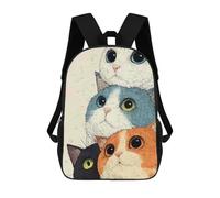 Stack of Four Cute Cats Illustration Mochilas Infantiles Impresas En 3D, Mochilas De Moda Informales, Mochilas De Viaje Bonitas, Mochilas Informales Para Exteriores Para Niños Y Niñas 17inch