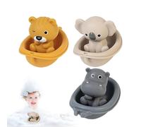 Stackable Bath Boats, Floating Bath Toys, Bathtub Toy Set, Shower Baths Toys with Animal Designs and 6X Stackable Bath Boat Set for Beach, Shower, and Birthday Present (1 Set )