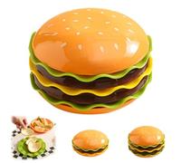 Stackable Burger Plate Set,5-Piece Novelty Multi-Layer Creative Burger Dinnerware,Multi-Purpose Cute Hamburg Style Dessert Plates & Snack Bowls for BBQ,Party & Appetizers (7-Piece)