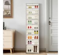 Stackable & Collapsible Shoe Storage Cabinet Organizer - 9-Tier, Transparent Magnetic Doors, Holds 18 Pairs, Sturdy Space-Saving Shoe Box with Wheels for Hallway, Closet, Bedroom - 9th Floor