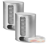 Stackable Daily Pill Organizers - (Pack of 2) Weekly Medication Reminder with 7 Individual Stacking Cases - AM/PM Pill Boxs with 4 Times a Day, a Everyday Medicine Organizer, Silver