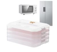 Stackable Dumpling Storage Box, 4-Layer Food-Grade Clear Container with Lid and Timer, High-Capacity Freezer Organizer for Dumplings, Fruits, Vegetables, and Meal Prep, Transparent Food Preservation B