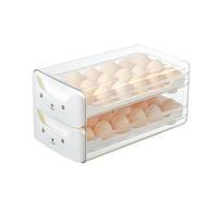 Stackable Egg Container for Refrigerator | Double Layer Drawer Design Saves Space & Organizes Eggs | Clear Plastic Egg Storage Box/Fridge Organizer/Kitchen Essentials