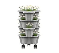Stackable Planter - Weatherproof Multi-Tier Pot, Vertical Drainage Vegetable Tower, Indoor Outdoor Growing System, Garden Accessory For Patio, Balcony & Yard, Large Capacity Portable Tower